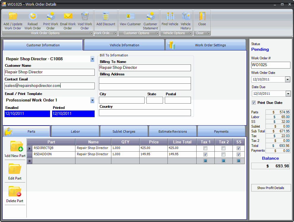 Screenshot for Repair Shop Director 2.64